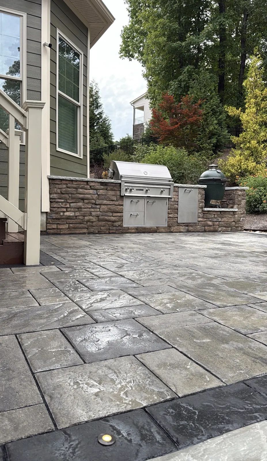 In ground light set into the patio border