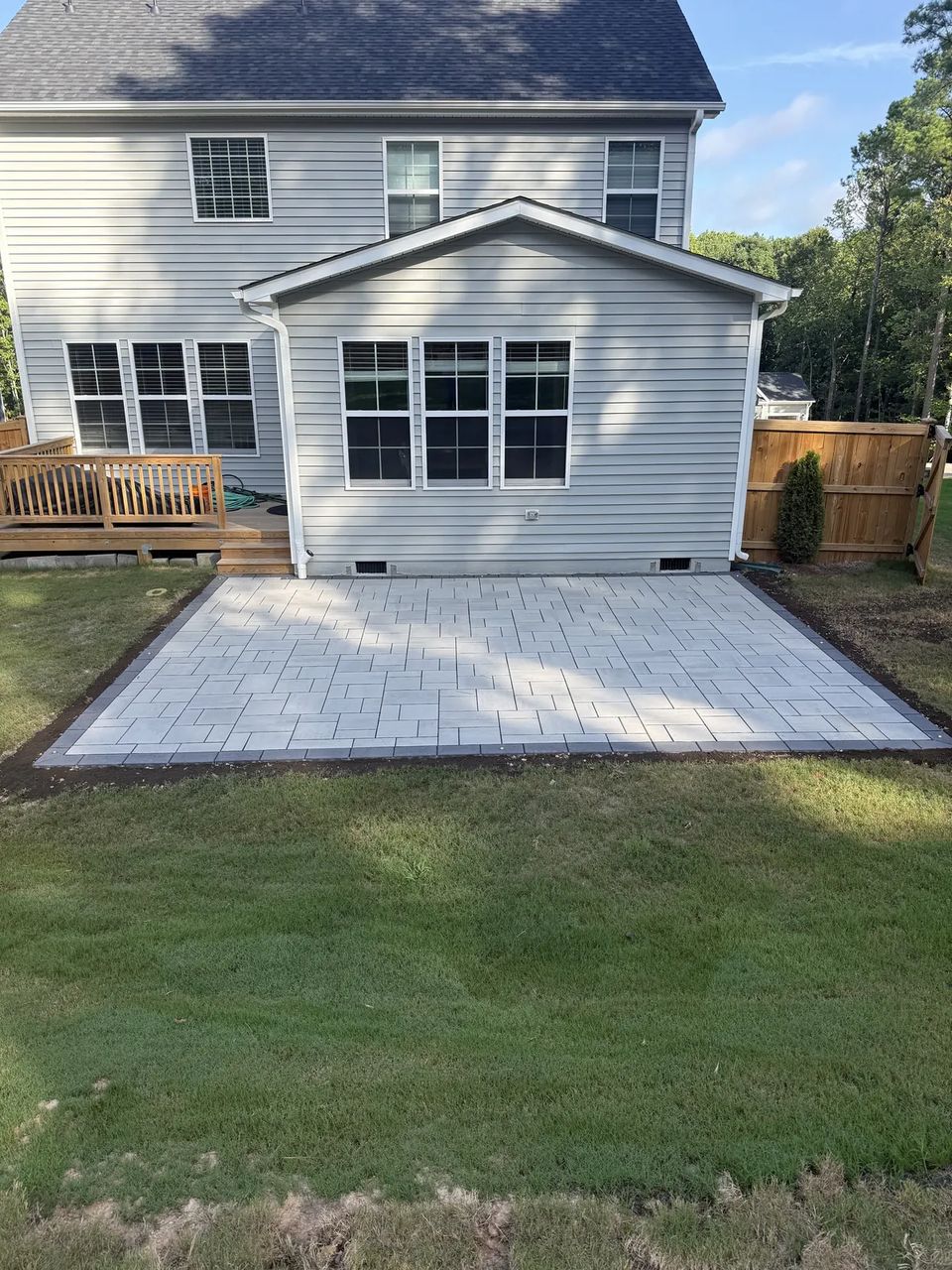 Straight on view of the rear paver patio