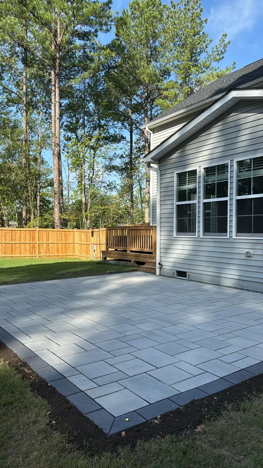 Slab patio at the corner of the house