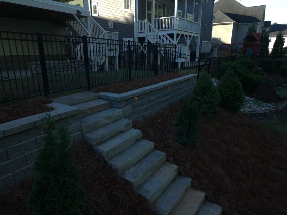 Stone stairs seen from the side of the slope